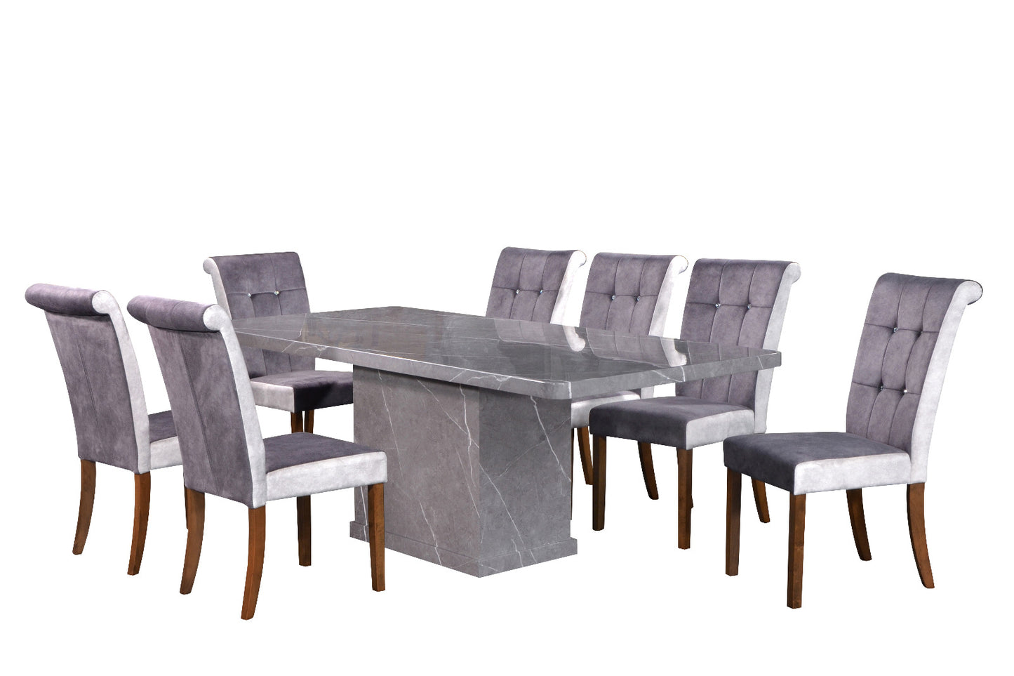 KAYDEN 7ft Rectangle 8-Seater Marble Dining Set