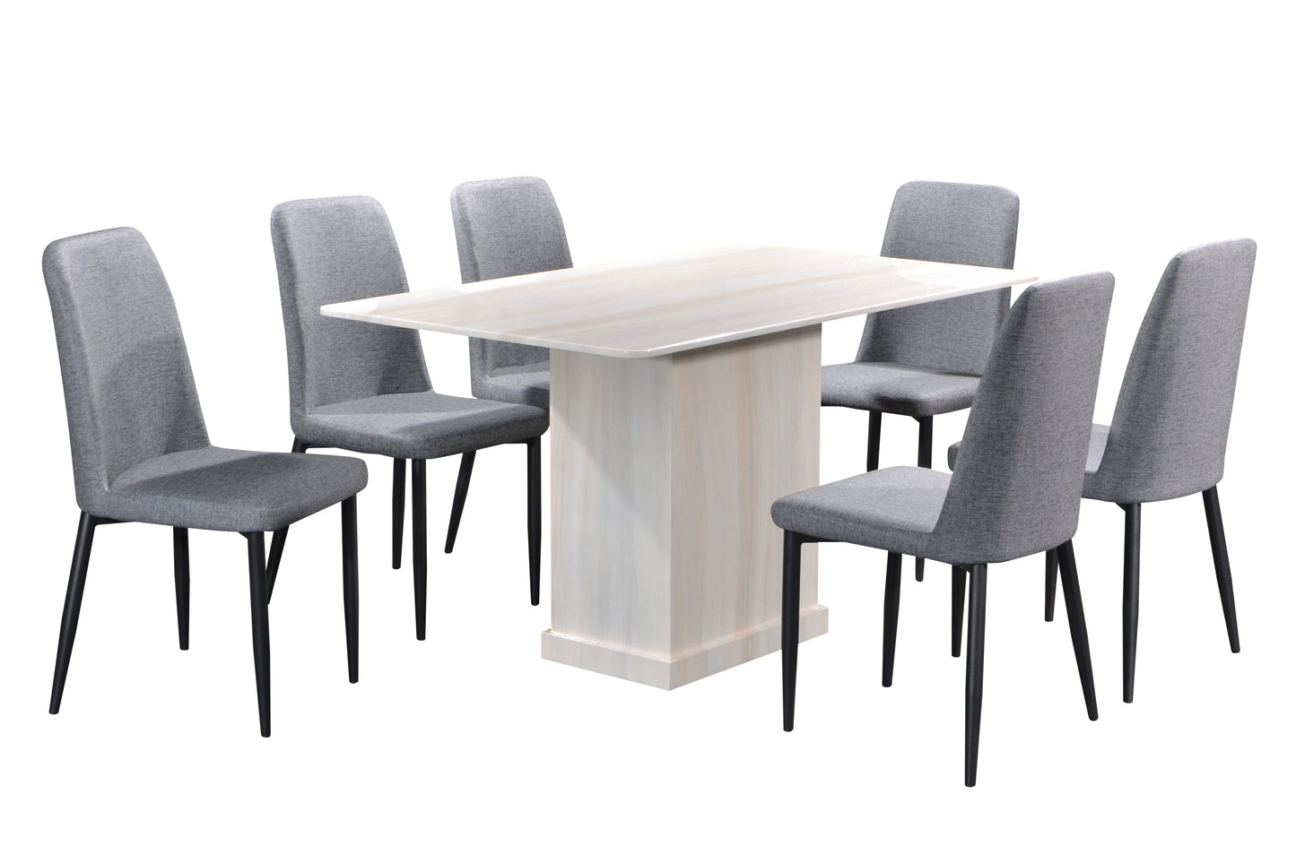 LORENZO 4.6ft Rectangle 6-Seater Marble Dining Set
