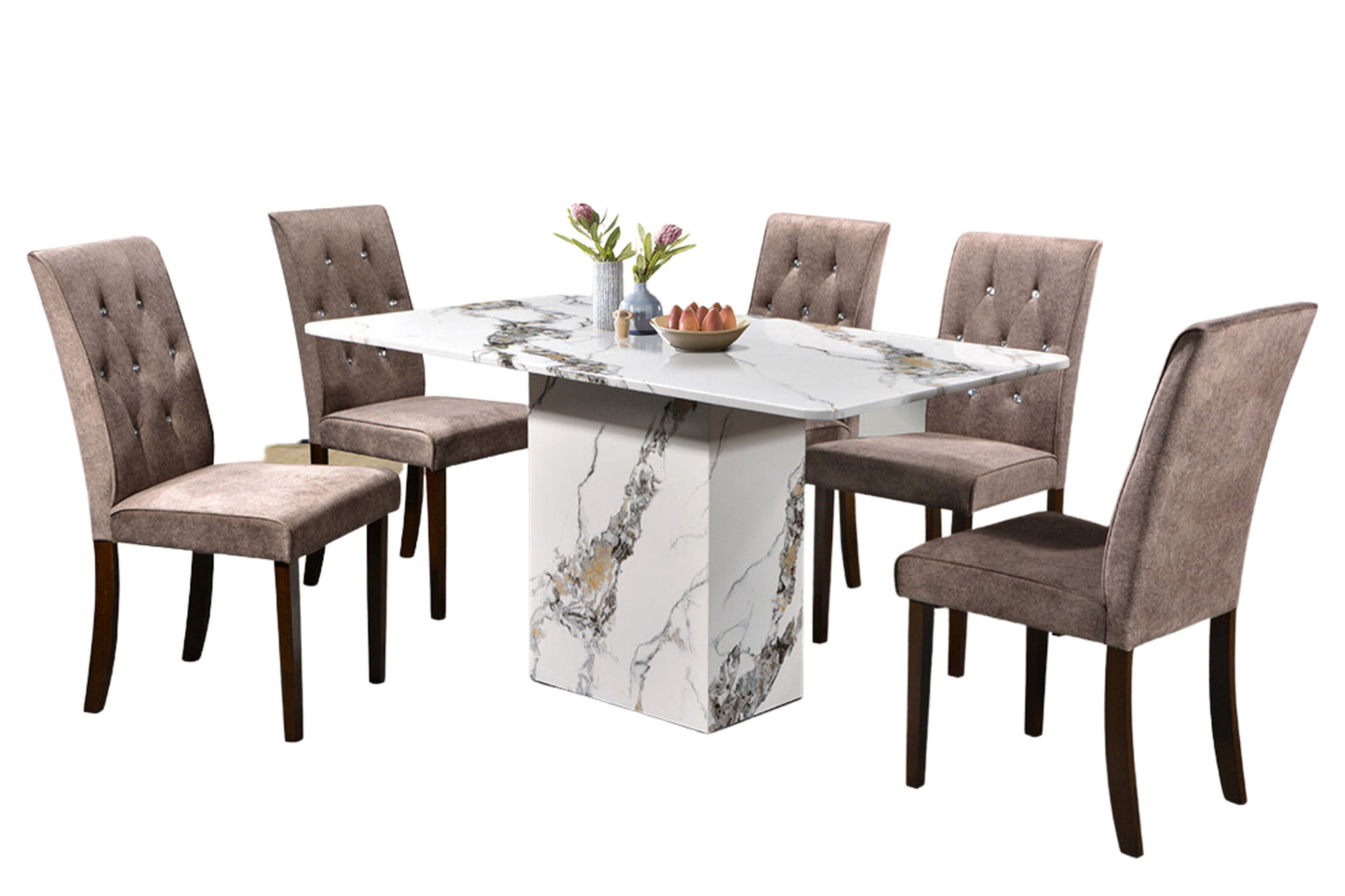 ALESSIO II 4.6ft Rectangle 6-Seater Marble Dining Set