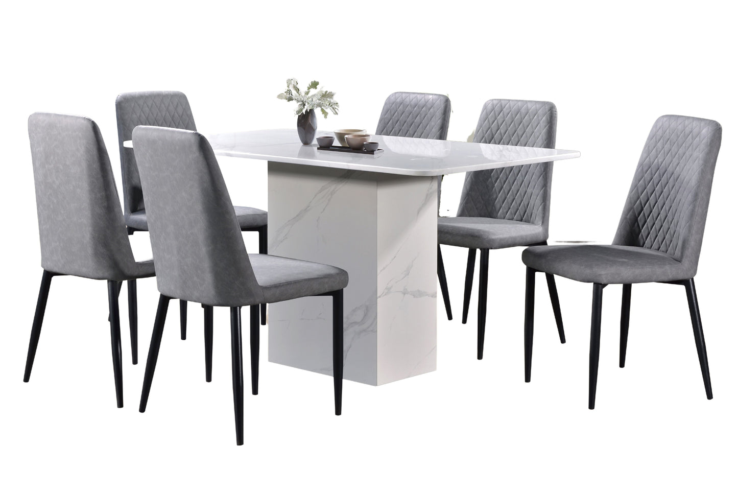 KAELYN 4.6ft Rectangle 6-Seater Marble Dining Set