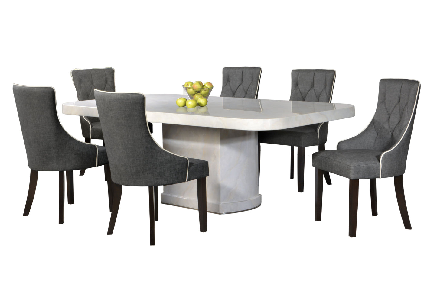 GIORGIO 6ft Oval 6-Seater Marble Dining Set