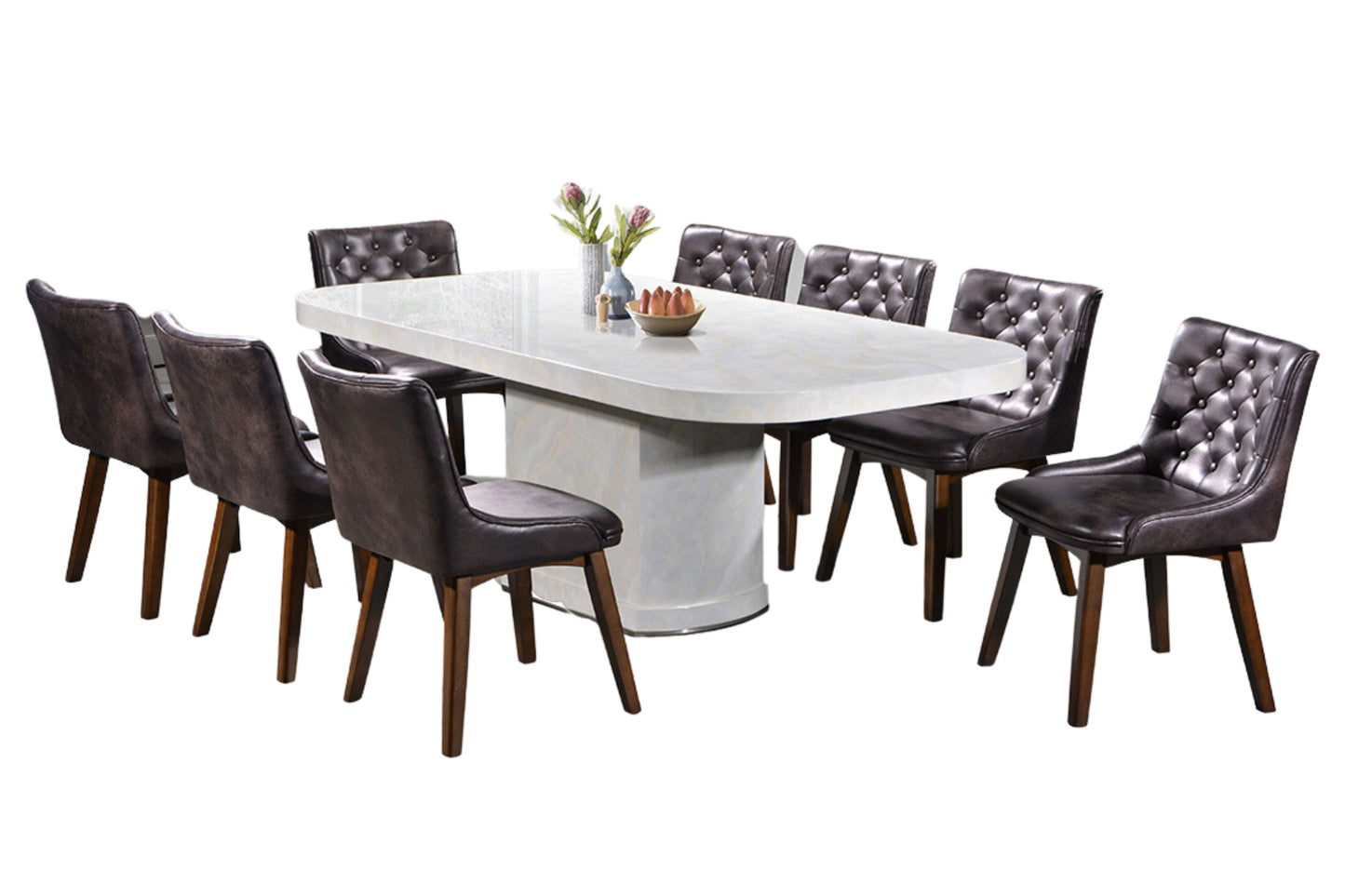 GIORGIO 7ft Oval 8-Seater Marble Dining Set