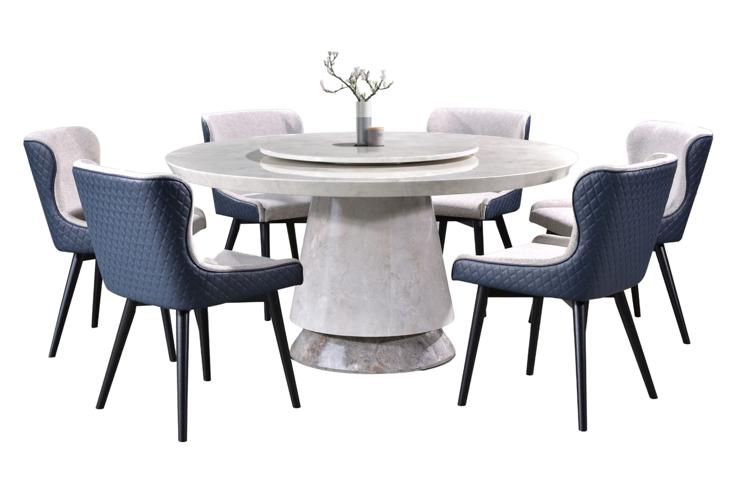 FRANCESCA 6-Seater Round Marble Dining Set