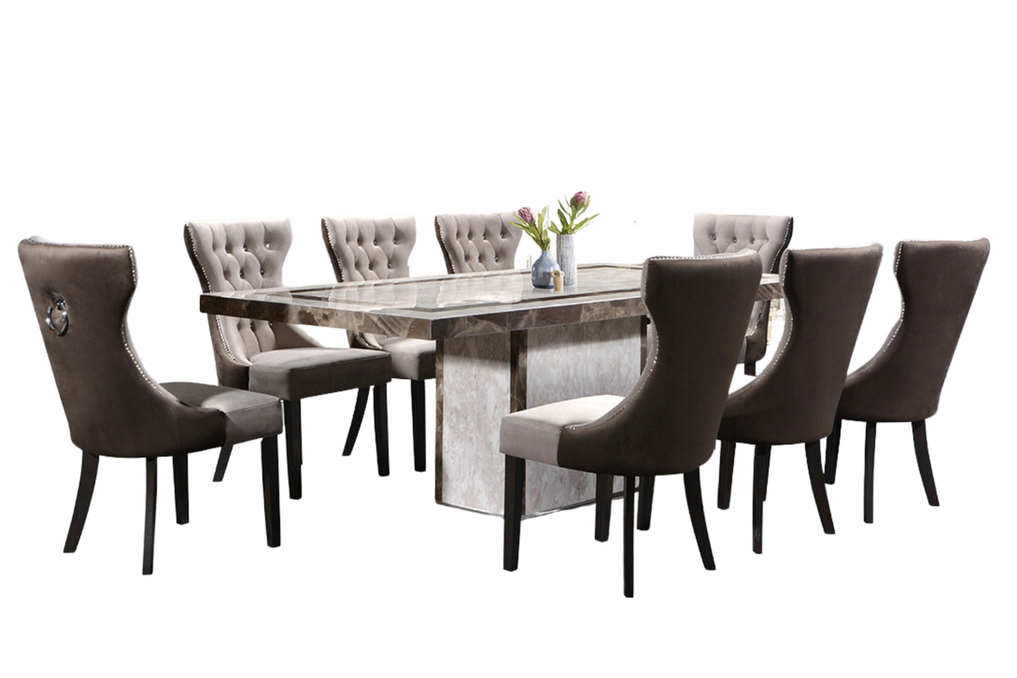 MAMOD 7ft Rectangle 8-Seater Marble Dining Set