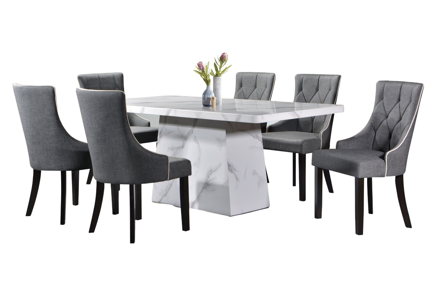 GLACIER 6ft Rectangle 6-Seater Marble Dining Set
