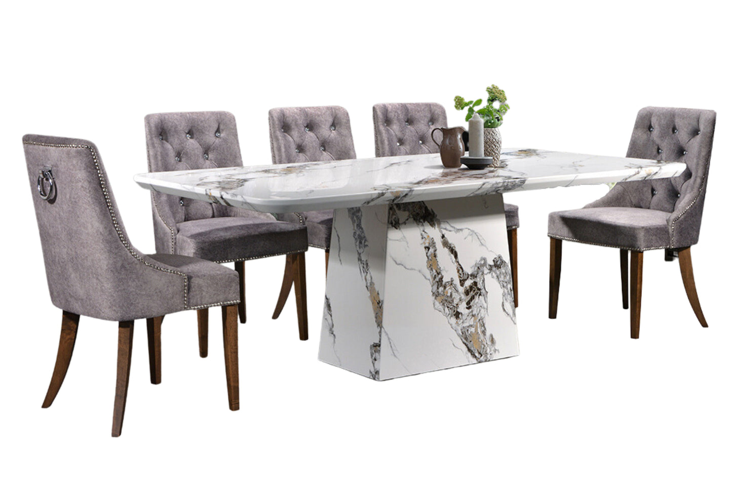 ANDREA III 6.6ft Rectangle 8-Seater Marble Dining Set