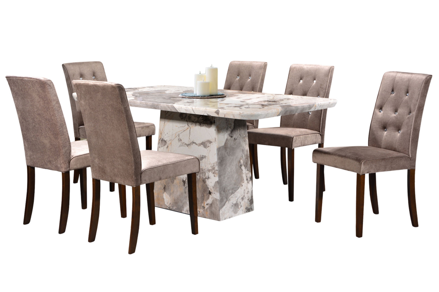 MAZE 5.3ft Rectangle 6-Seater Marble Dining Set