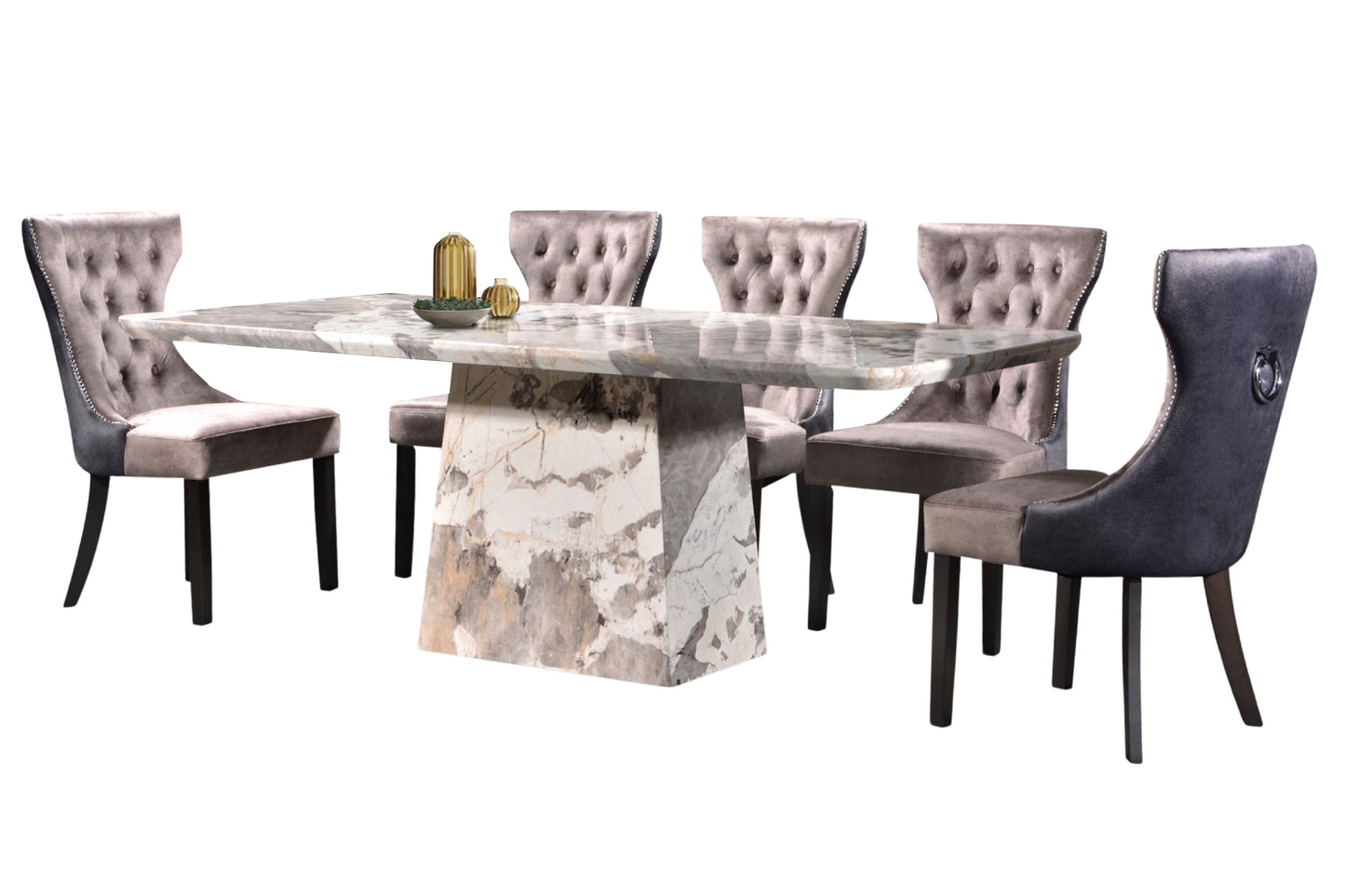 MAZE 6.6ft Rectangle 8-Seater Marble Dining Set