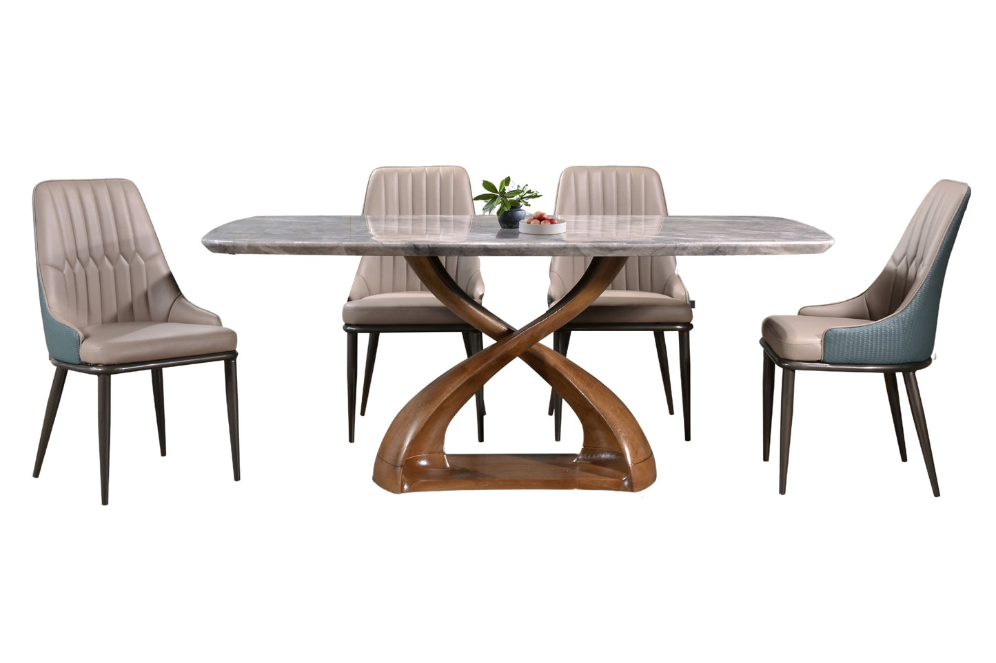 LUDOVIC Rectangle Marble Dining Table with Ashwood Base