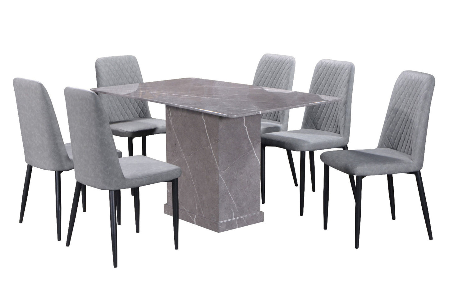 KAYDEN 4.6 ft Rectangle 6-Seater Marble Dining Set