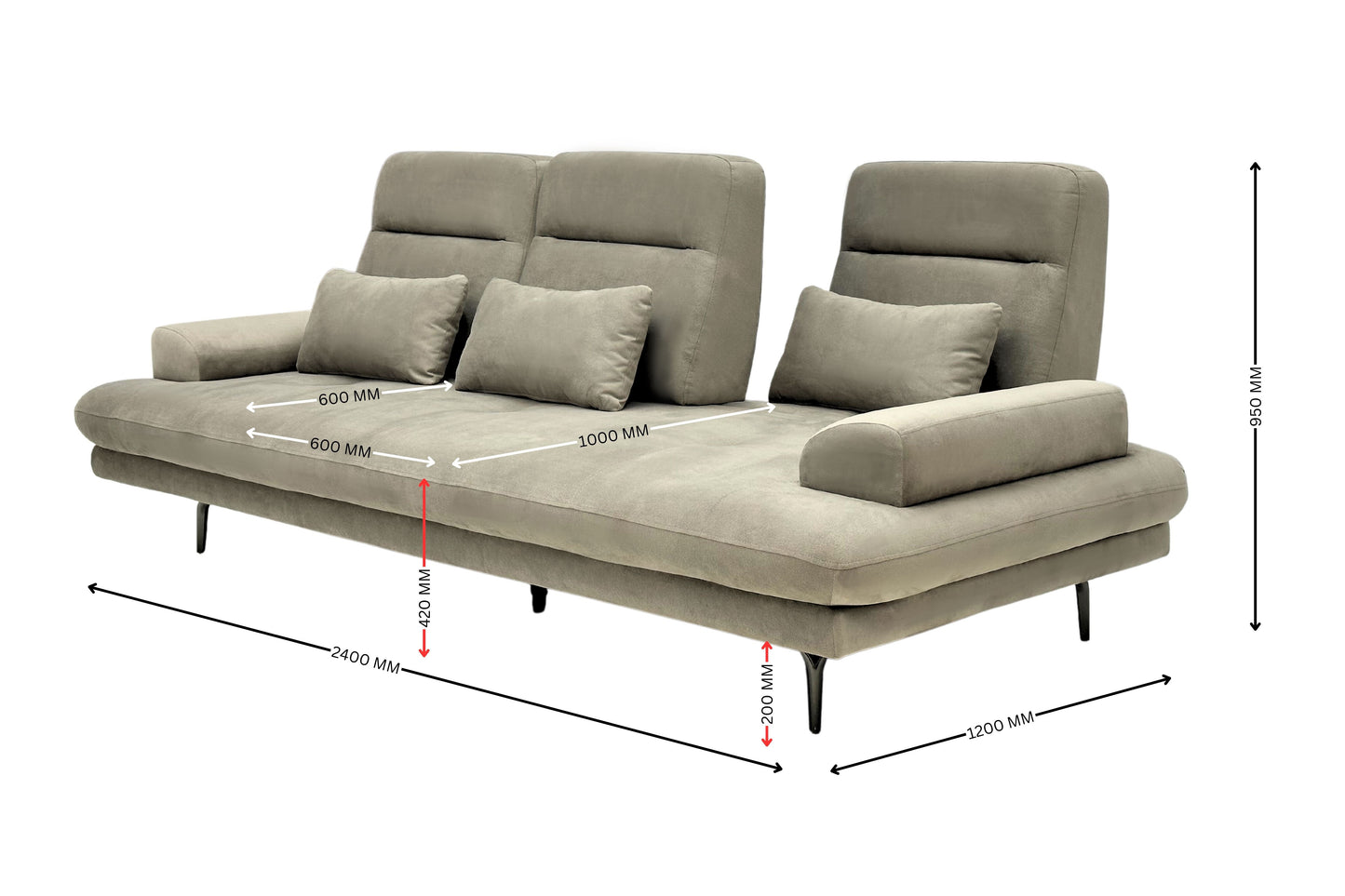 LYSANDRA 3-Seater Push Back Sofa