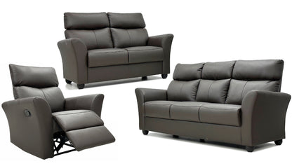 ELISE Genuine Leather 2+3 Seater Plus Recliner Sofa Set (Dark Chocolate)