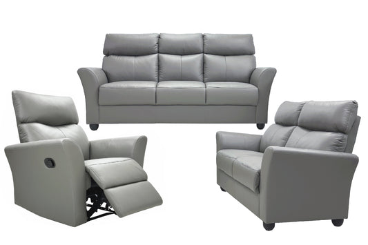 Elite Comfort Genuine Leather 2+3 Seater Plus Recliner Sofa Set (Slate Grey)