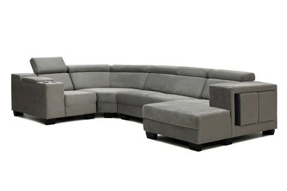 Grande Luxe 5-Seater Sectional Sofa with Cupholder and Stools