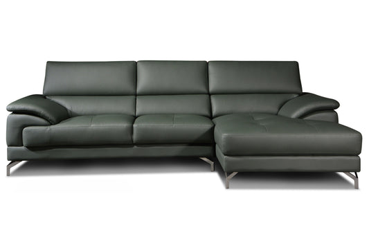 VersaLux L-Shape Genuine Leather Sofa (Green Color)