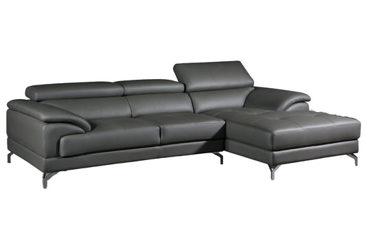 VersaLux L-Shape Genuine Leather Sofa (Grey Color)