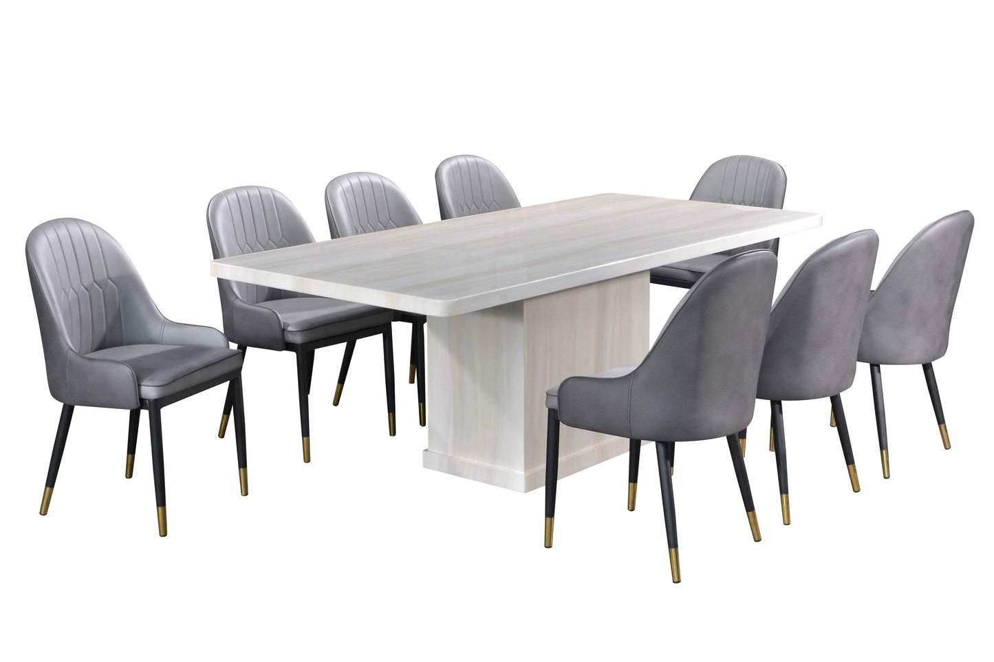 LORENZO 7ft Rectangle 8-Seater Marble Dining Set