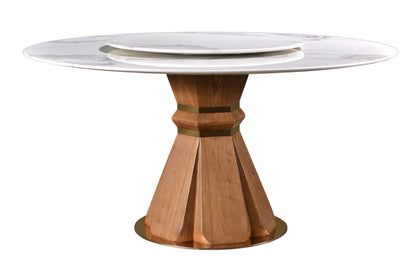 CARLO Round Marble Dining Table with Ashwood Base