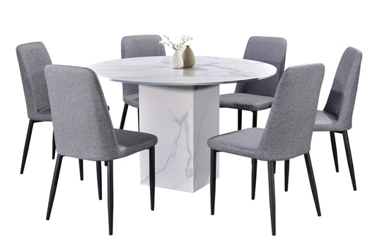 TIM 4ft Round 6-Seater Marble Dining Set