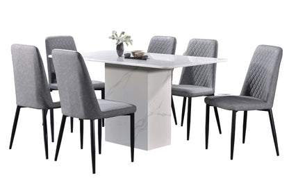 ISOLA Grey Dining Chair with Metal Gun Leg