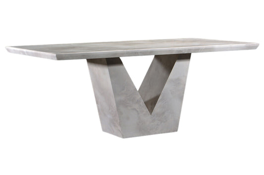 STEFANO 5.3ft Rectangle Marble Dining Table with V Shape Marble Base