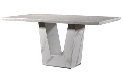 ENRICO 5.3ft Rectangle Marble Dining Table with U-Shape Marble Base