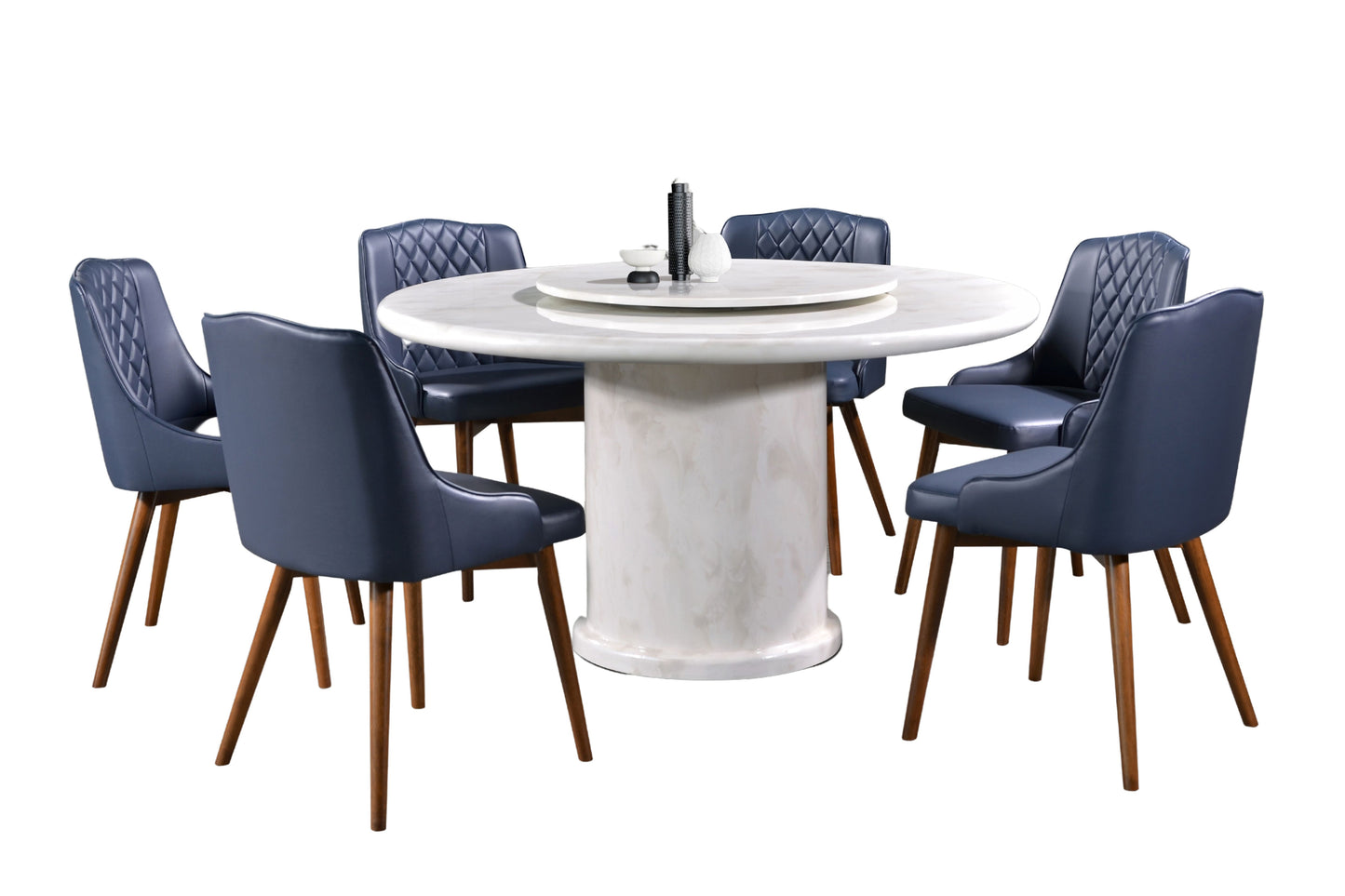 LILIANA 6-Seater Round Marble Dining Set