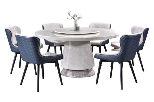 FRANCESCA 6-Seater Round Marble Dining Set