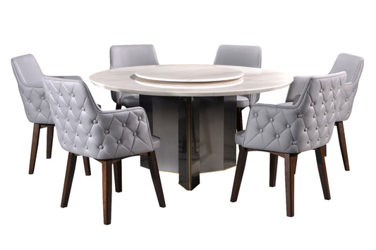 GEMMA 5ft Round 6-Seater Marble Dining Set