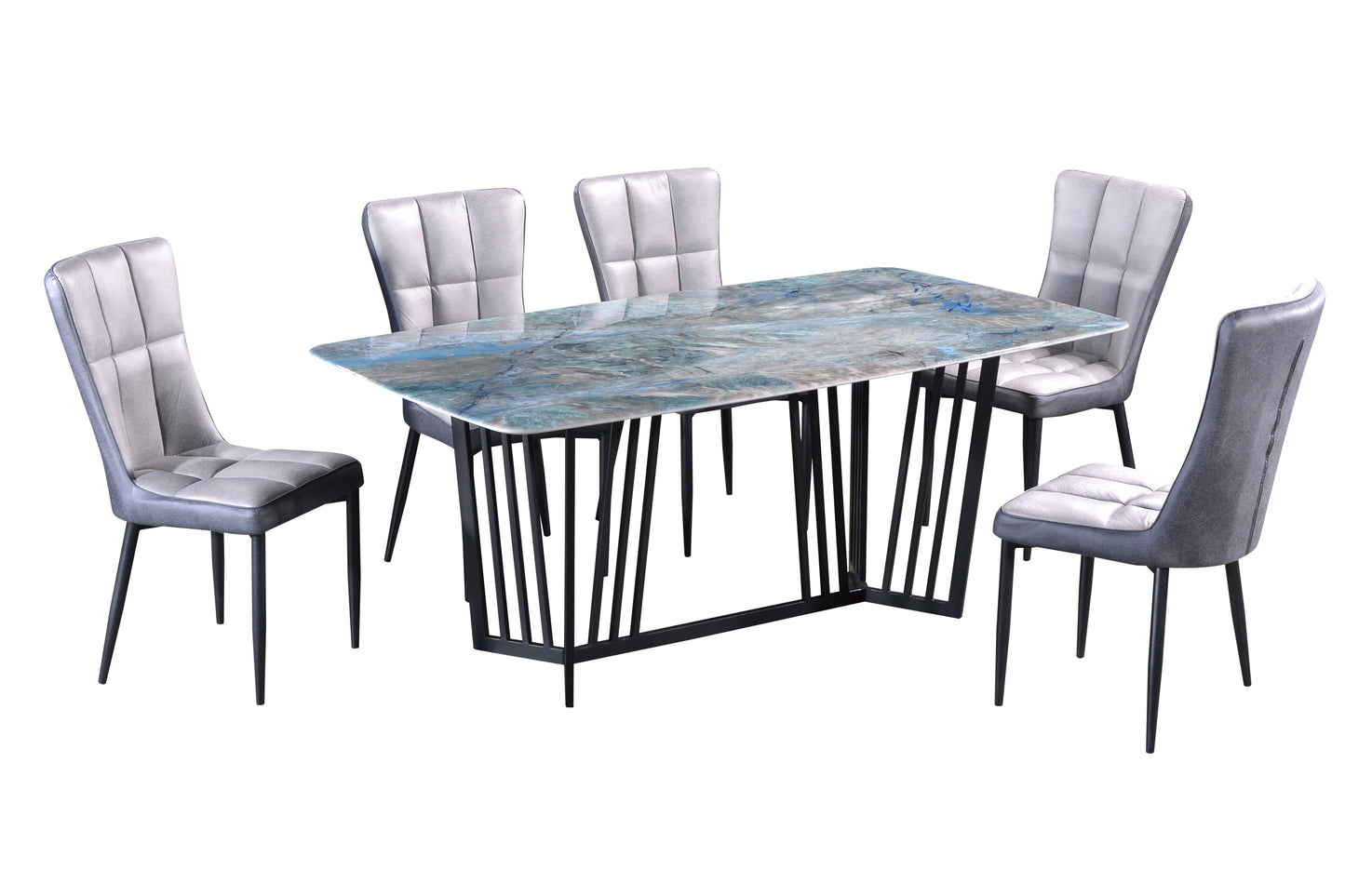 Arctic 6ft Rectangle 6-Seater Marble Dining Set