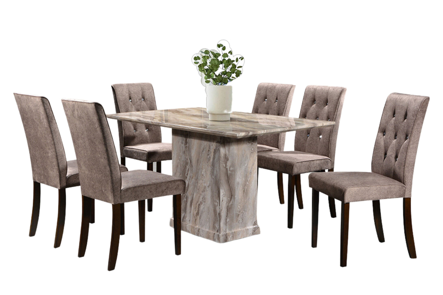MARCO 4.6ft Rectangle 6-Seater Marble Dining Set