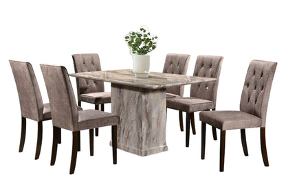 MARCO 4.6ft Rectangle 6-Seater Marble Dining Set