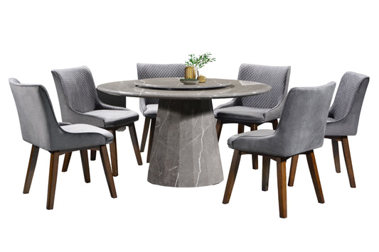 GABRIELLA 6-Seater Round Marble Dining Set