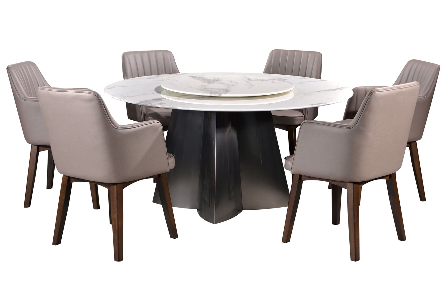 MEGAN 5ft Round 6-Seater Marble Dining Set