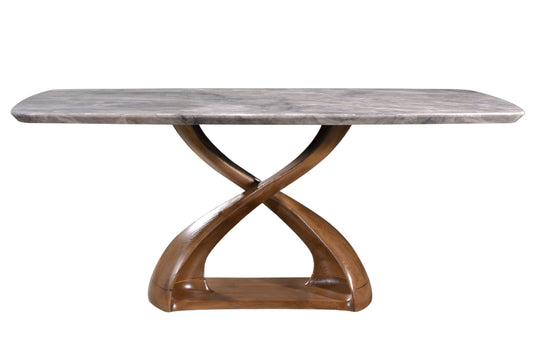 LUDOVIC Rectangle Marble Dining Table with Ashwood Base