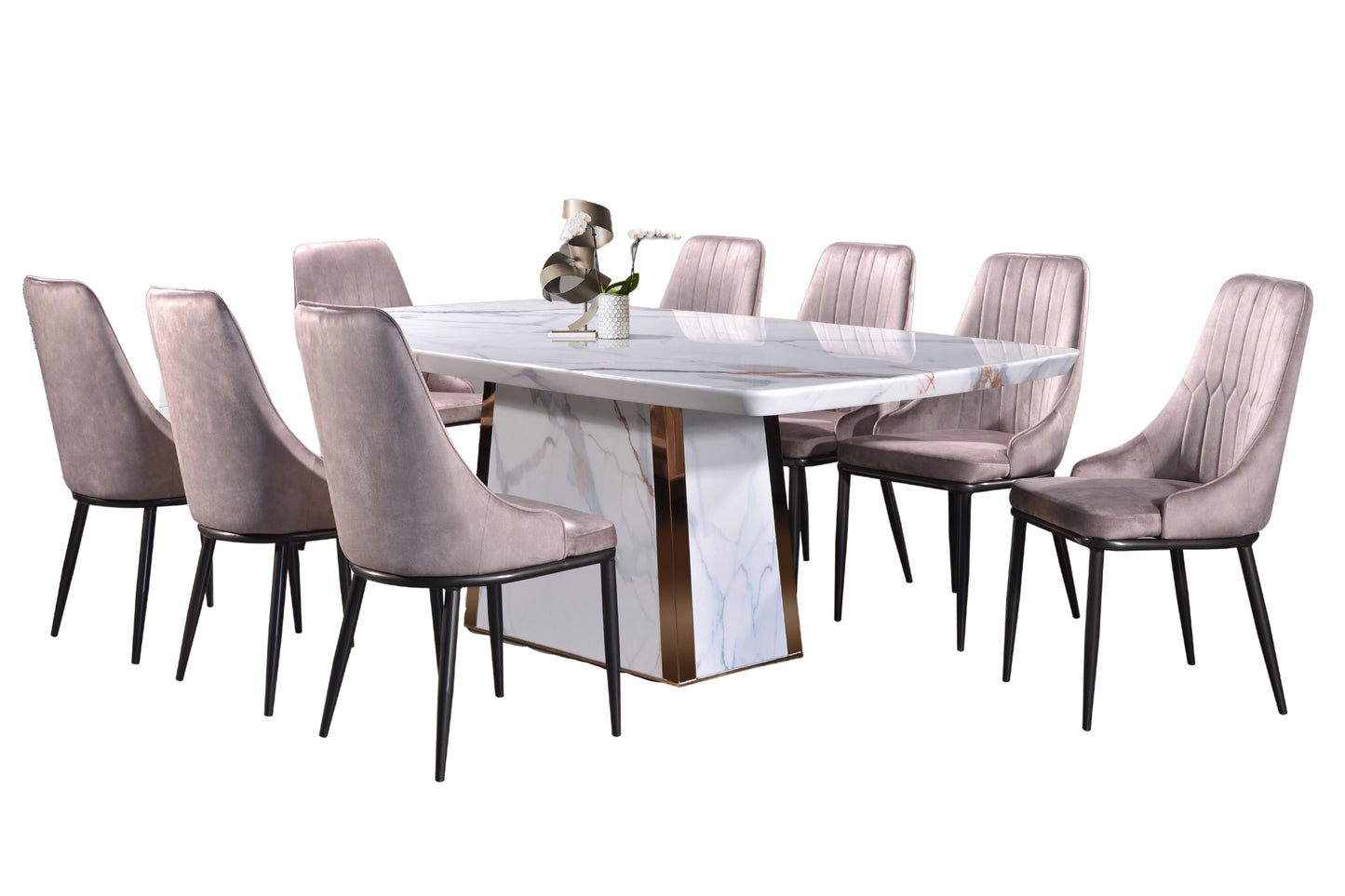 VITTORIA 7ft Rectangle 8-Seater Marble Dining Set