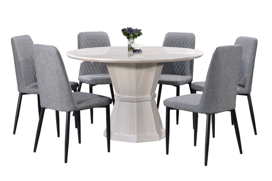 TOODLES 4ft Round 6-Seater Marble Dining Set