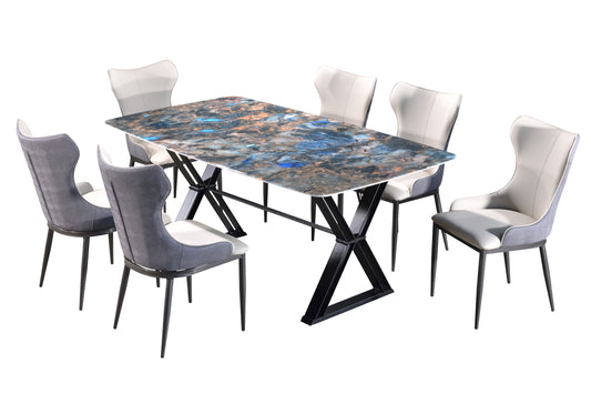 Indian Ocean 6ft Rectangle 6-Seater Marble Dining Set