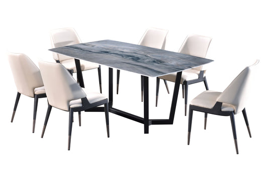 Antarctic 6ft Rectangle 6-Seater Marble Dining Set