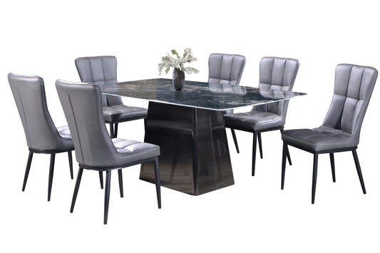 Pacific Ocean Series 6ft Rectangle 6-Seater Marble Dining Set