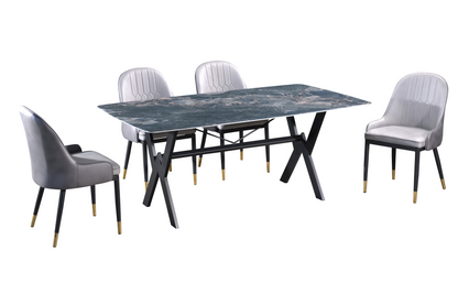 Pacific Ocean Series II 6ft Rectangle 6-Seater Marble Dining Set