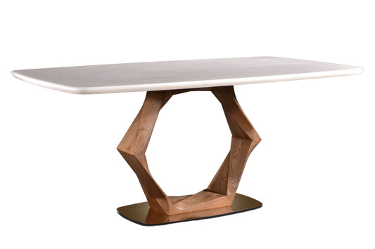 ARTURO Rectangle Natural Marble Dining Table with Ashwood Base