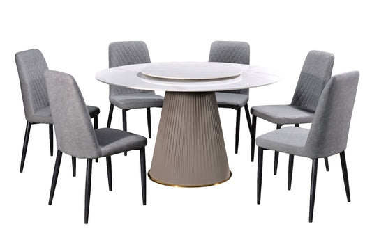 LUCIA 4.2 ft Round Ceramic Dining Set